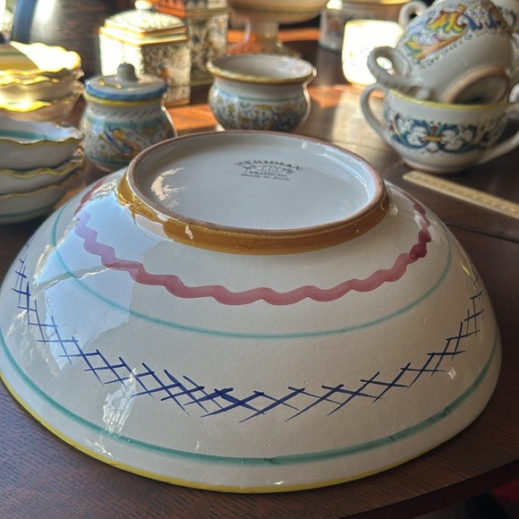 🇮🇹Meridiana ceramiche pottery large salad bowl 13.5” wide Hand painted Italy - Picture 12 of 16